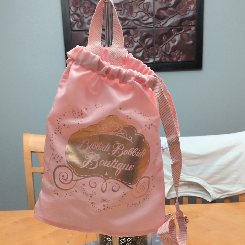 Disney Bibbidi Bobbidi Boutique Pink and Gold Drawstring Backpack